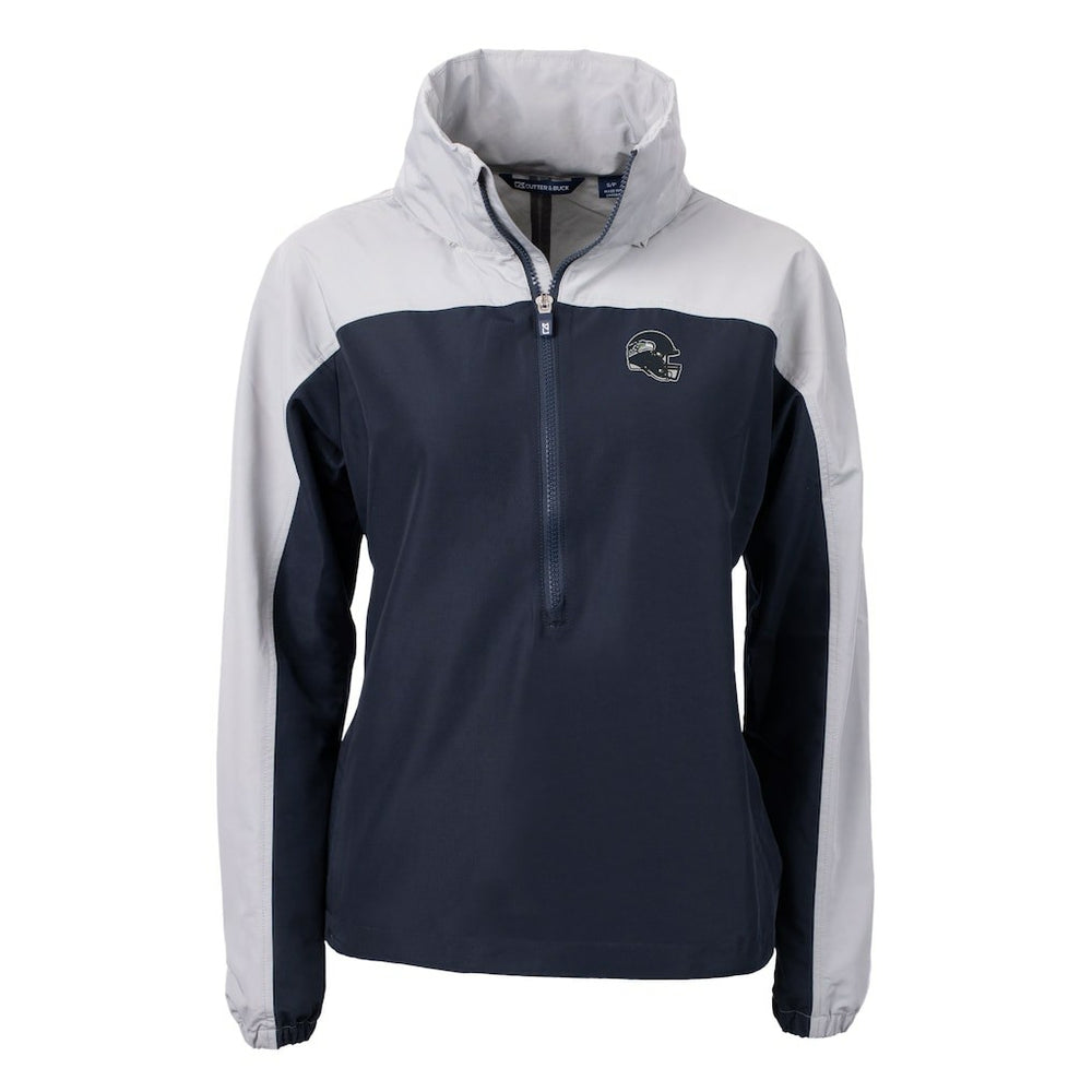 Seattle Seahawks Cutter & Buck Women's Charter Eco Recycled Half-Zip Hooded Anorak Jacket - College Navy Jackets