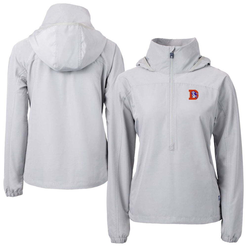 Denver Broncos Cutter & Buck Women's Charter Eco Recycled Half-Zip Hooded Anorak Jacket - Gray Jackets