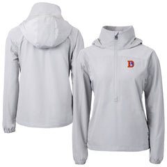 Denver Broncos Cutter & Buck Women's Charter Eco Recycled Half-Zip Hooded Anorak Jacket - Gray Jackets