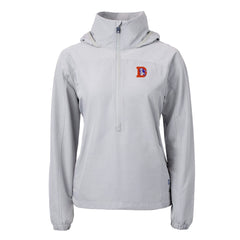 Denver Broncos Cutter & Buck Women's Charter Eco Recycled Half-Zip Hooded Anorak Jacket - Gray Jackets