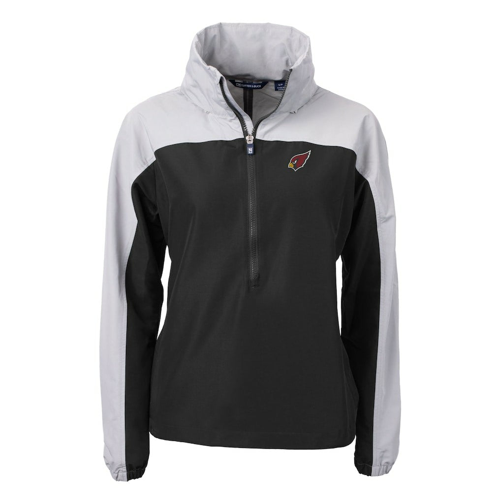 Arizona Cardinals Cutter & Buck Women's Charter Eco Recycled Half-Zip Hooded Anorak Jacket - Black Jackets