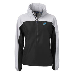 Detroit Lions Cutter & Buck Women's Charter Eco Recycled Half-Zip Hooded Anorak Jacket - Black Jackets