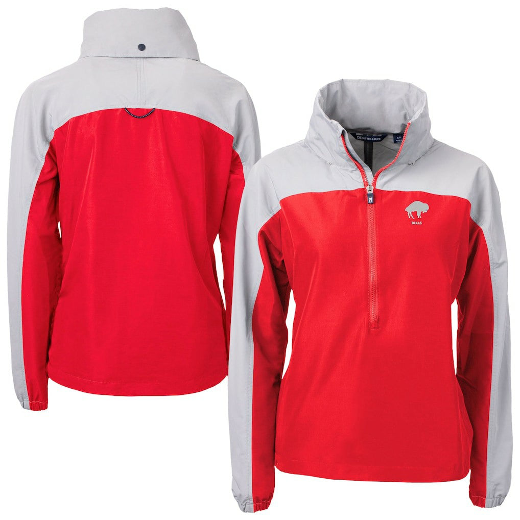 Buffalo Bills Cutter & Buck Women's Charter Eco Recycled Half-Zip Hooded Anorak Jacket - Red Jackets