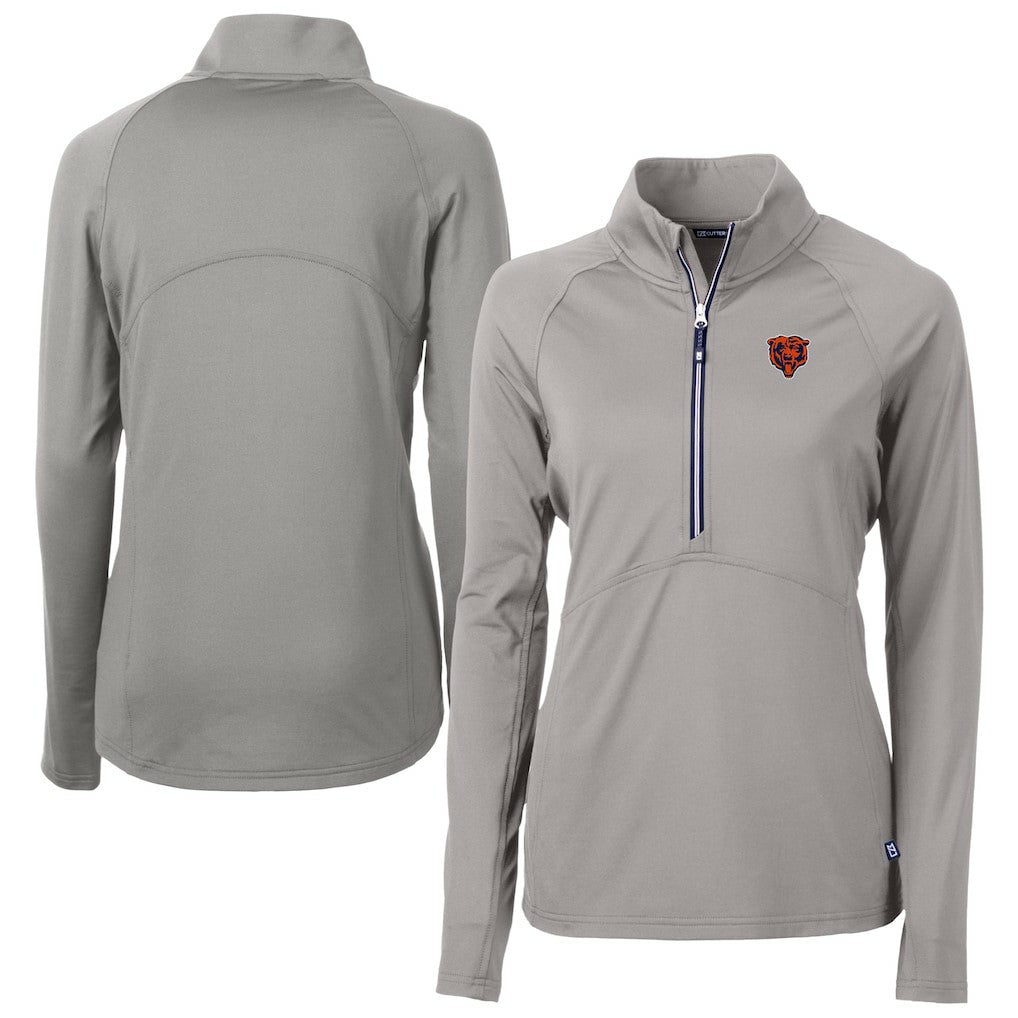 Chicago Bears Cutter & Buck Women's Adapt Eco Knit Stretch Recycled Raglan Half-Zip Top - Gray Tops