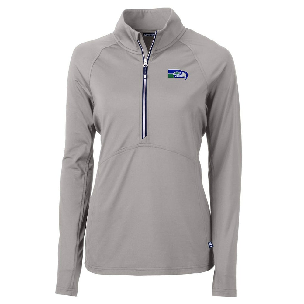 Seattle Seahawks Cutter & Buck Women's Historical Adapt Eco Knit Stretch Recycled Raglan Half-Zip Top - Gray Tops
