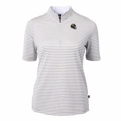 Jacksonville Jaguars Cutter & Buck Women's Virtue Eco Pique Stripe Recycled Quarter-Zip Top - Gray Tops