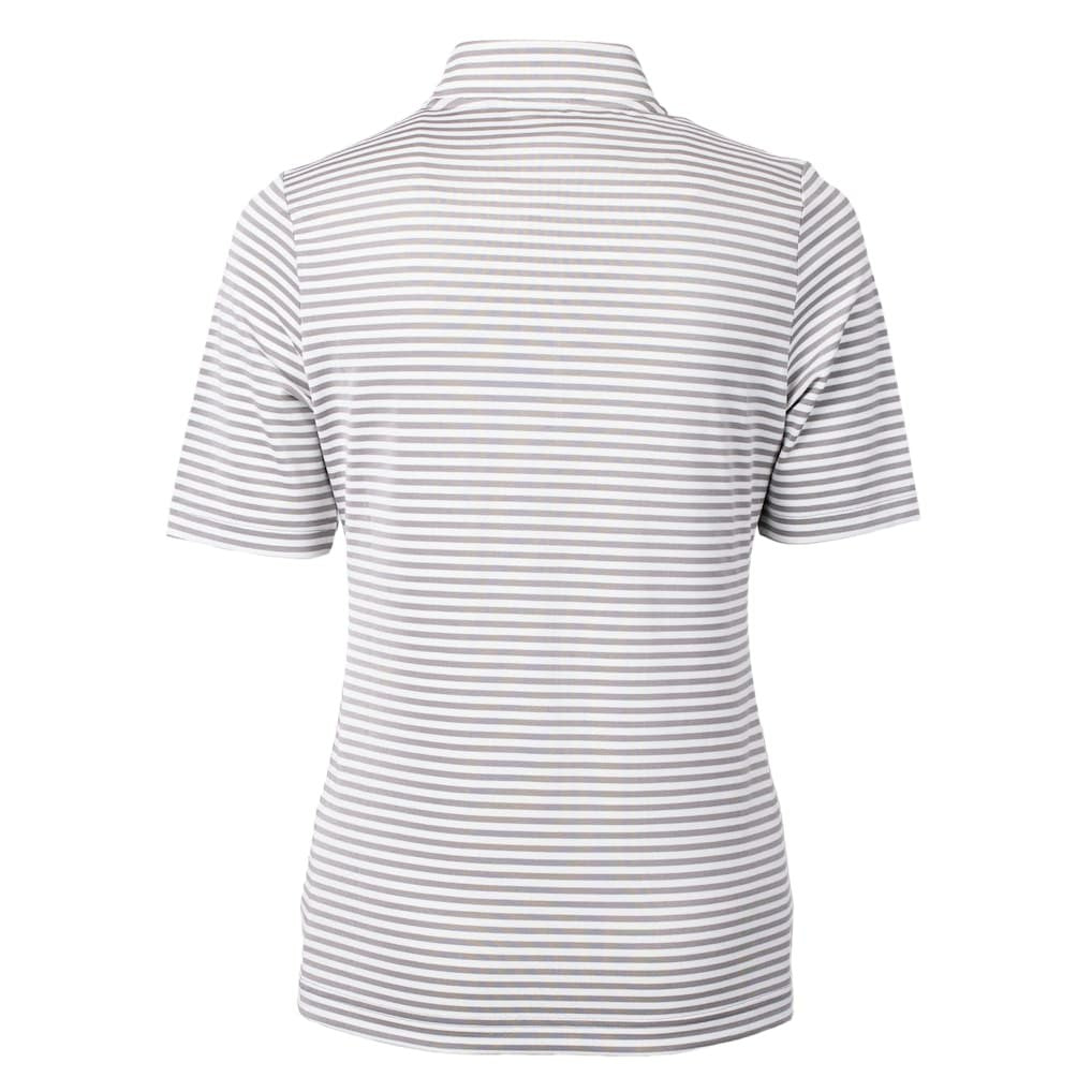 Jacksonville Jaguars Cutter & Buck Women's Virtue Eco Pique Stripe Recycled Quarter-Zip Top - Gray Tops