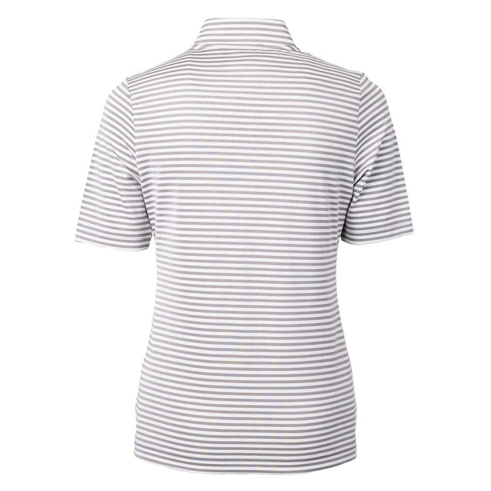 Jacksonville Jaguars Cutter & Buck Women's Virtue Eco Pique Stripe Recycled Quarter-Zip Top - Gray Tops