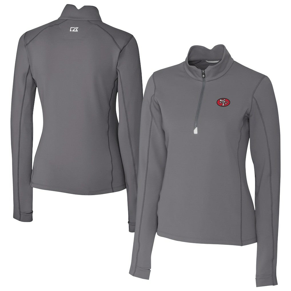 San Francisco 49ers Cutter & Buck Women's Traverse Stretch Quarter-Zip Pullover Top - Gray Pullover