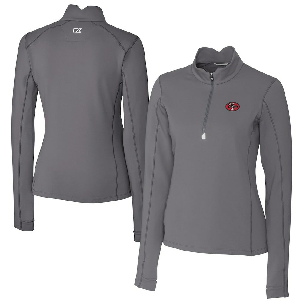San Francisco 49ers Cutter & Buck Women's Traverse Stretch Quarter-Zip Pullover Top - Gray Pullover