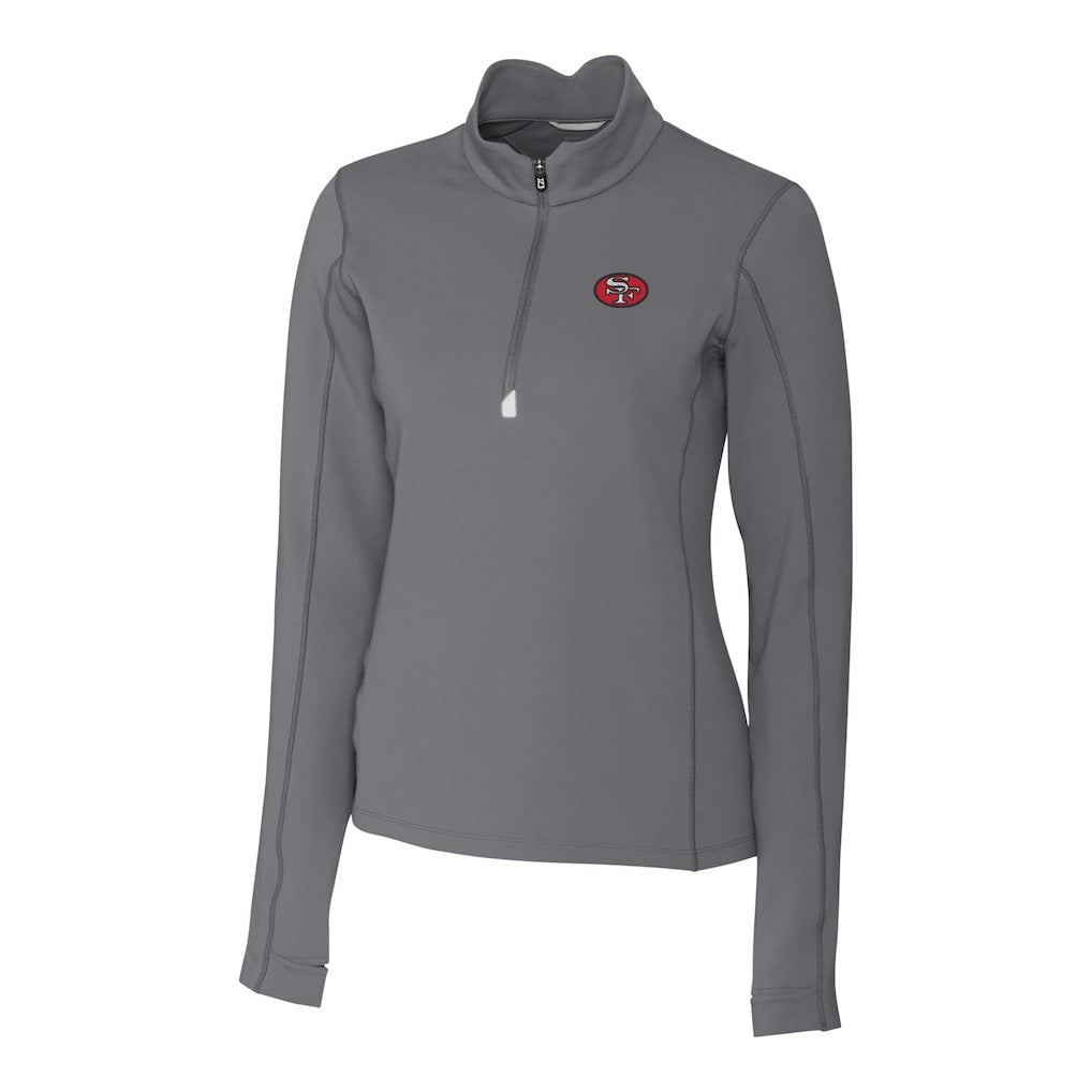 San Francisco 49ers Cutter & Buck Women's Traverse Stretch Quarter-Zip Pullover Top - Gray Pullover