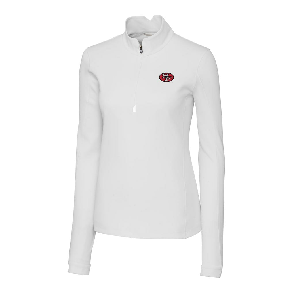 San Francisco 49ers Cutter & Buck Women's Traverse Stretch Quarter-Zip Pullover Top - White Pullover
