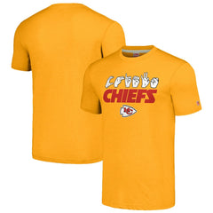 Kansas City Chiefs Homage Unisex The NFL ASL Collection by Love Sign American Sign Language T-Shirt - Gold T-shirts