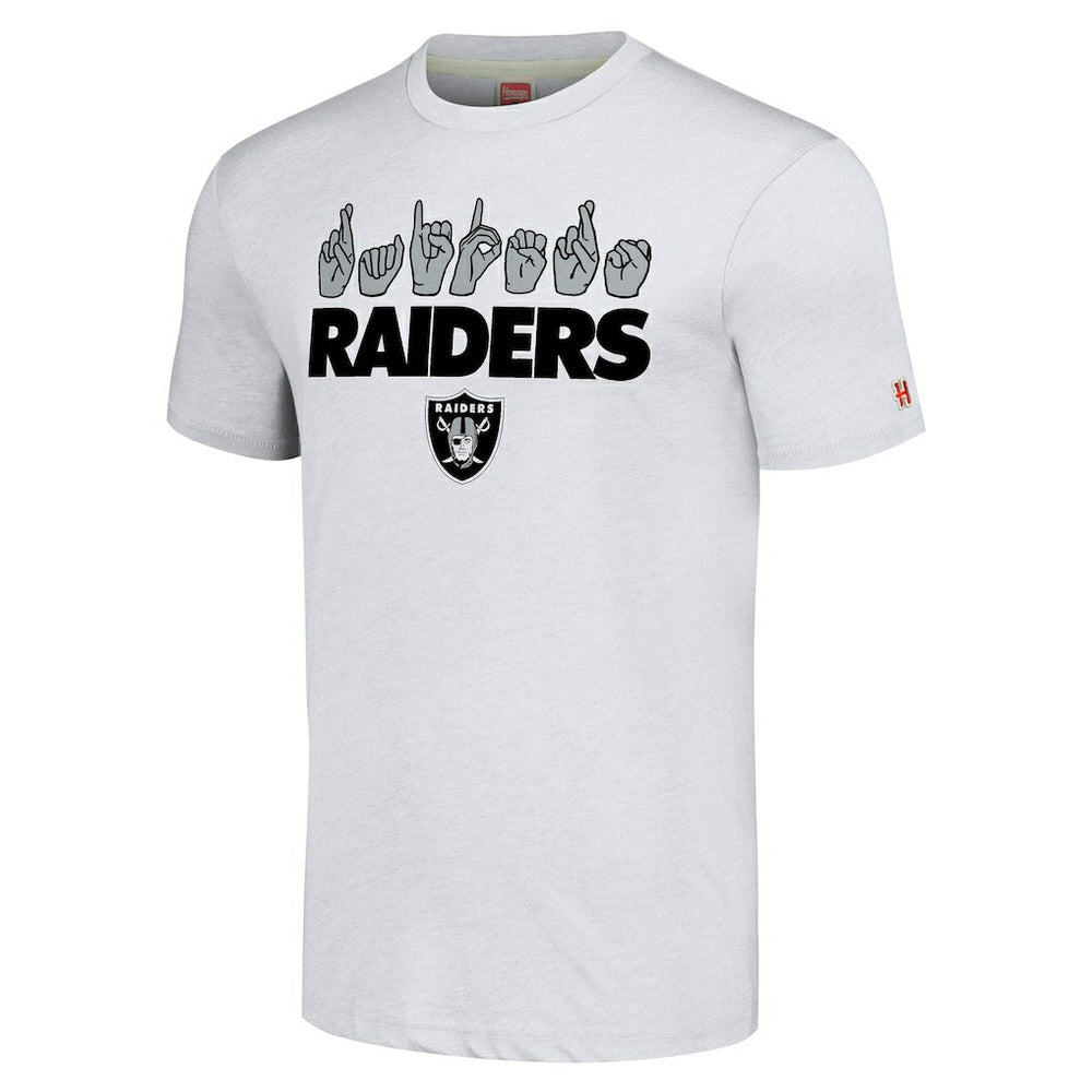 Las Vegas Raiders Homage Unisex The NFL ASL Collection by Love Sign American Sign Language T-Shirt - Ash T-shirts