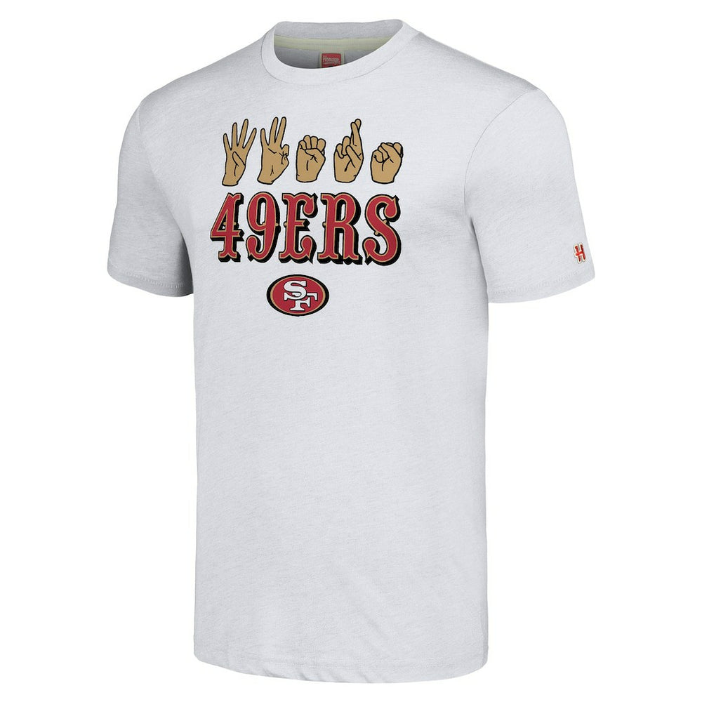 San Francisco 49ers Homage Unisex The NFL ASL Collection by Love Sign American Sign Language T-Shirt - Ash T-shirts