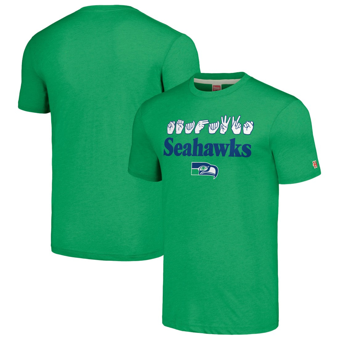 Seattle Seahawks Homage Unisex The NFL ASL Collection by Love Sign American Sign Language T-Shirt - Green T-shirts
