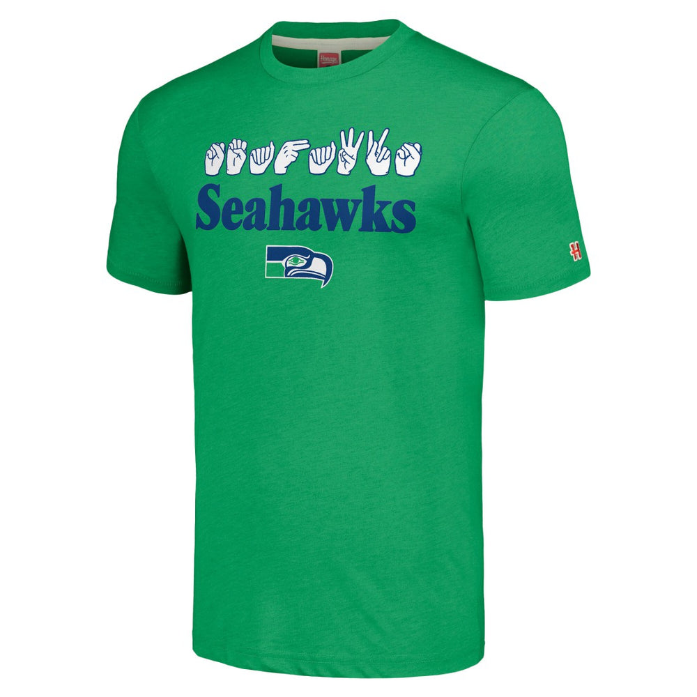 Seattle Seahawks Homage Unisex The NFL ASL Collection by Love Sign American Sign Language T-Shirt - Green T-shirts