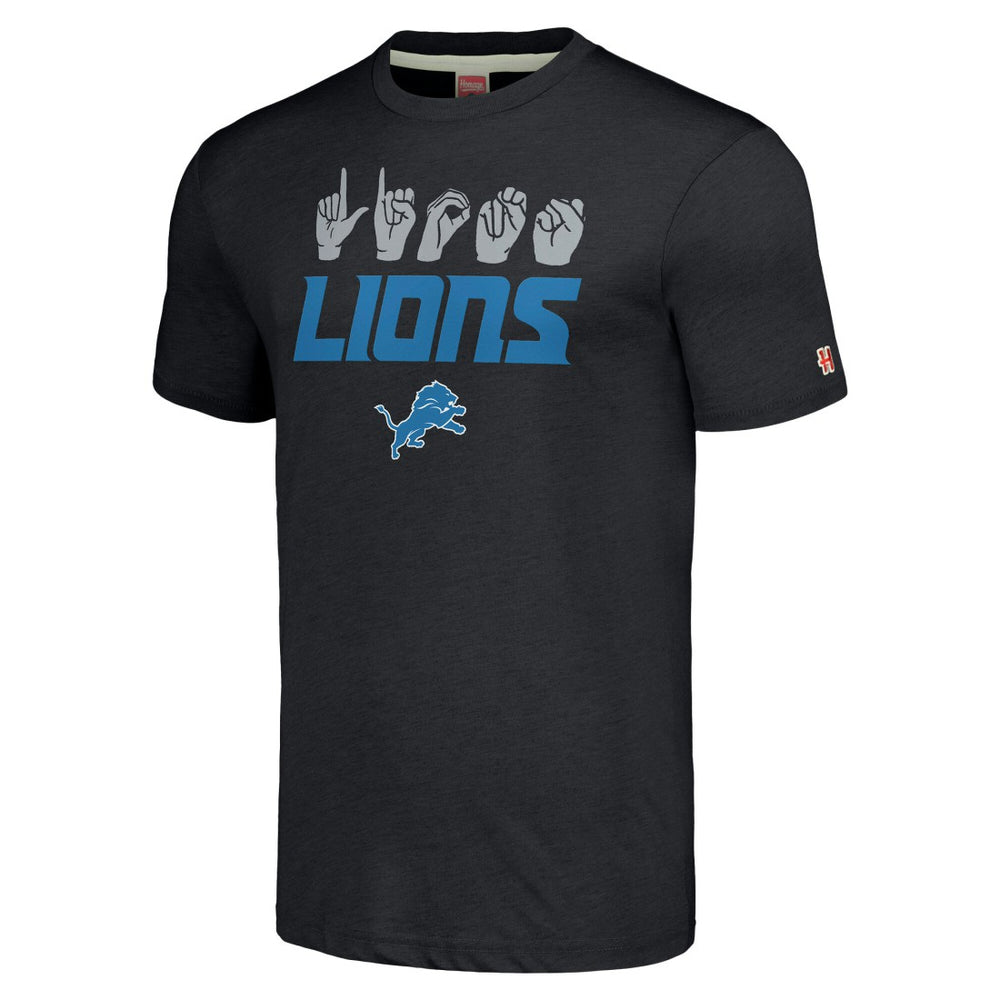 Detroit Lions Homage Unisex The NFL ASL Collection by Love Sign American Sign Language T-Shirt - Charcoal T-shirts