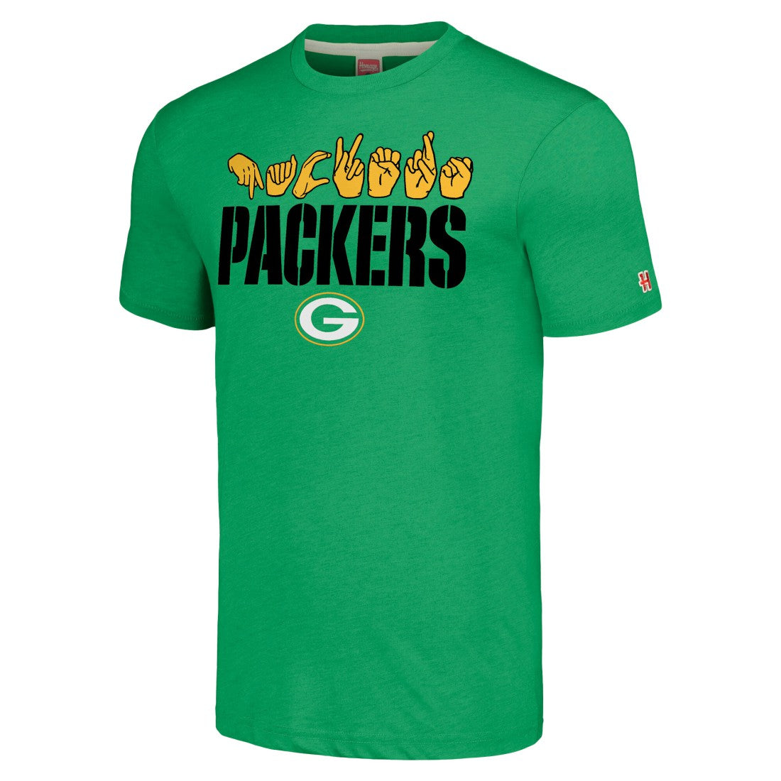 Green Bay Packers Homage Unisex The NFL ASL Collection by Love Sign American Sign Language T-Shirt - Green T-shirts