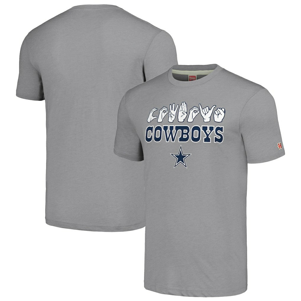 Dallas Cowboys Homage Unisex The NFL ASL Collection by Love Sign American Sign Language T-Shirt - Gray T-shirts