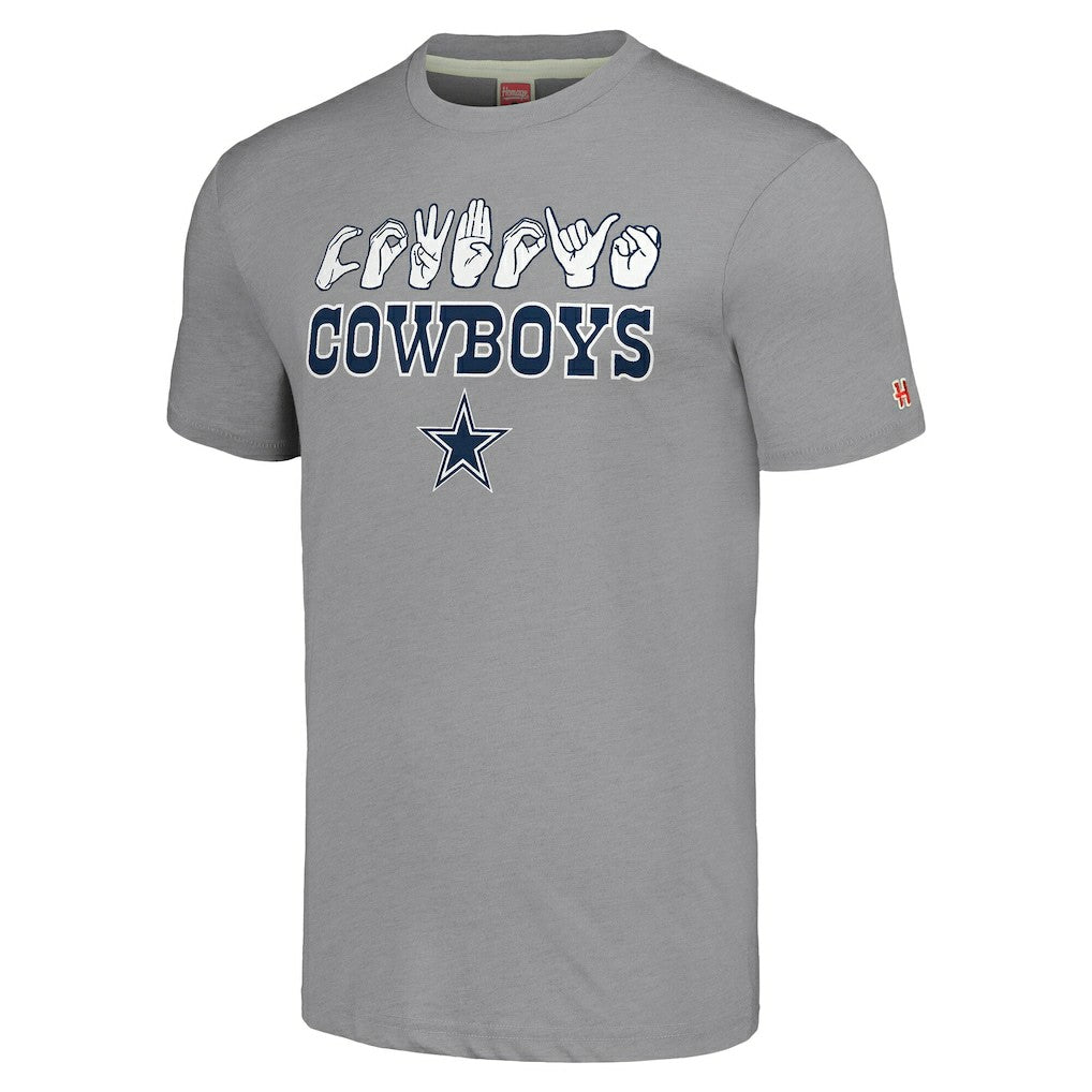 Dallas Cowboys Homage Unisex The NFL ASL Collection by Love Sign American Sign Language T-Shirt - Gray T-shirts