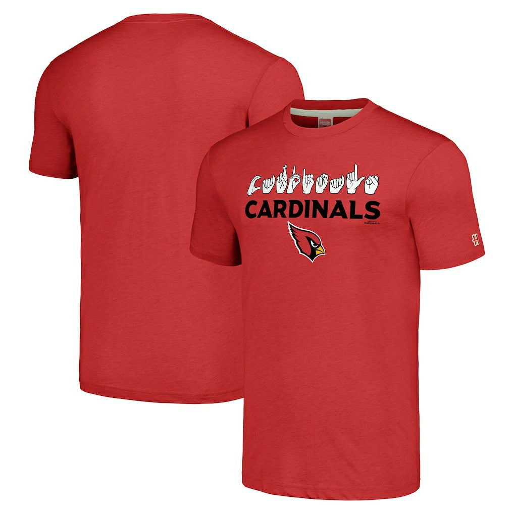 Arizona Cardinals Homage Unisex The NFL ASL Collection by Love Sign American Sign Language T-Shirt - Red T-shirts