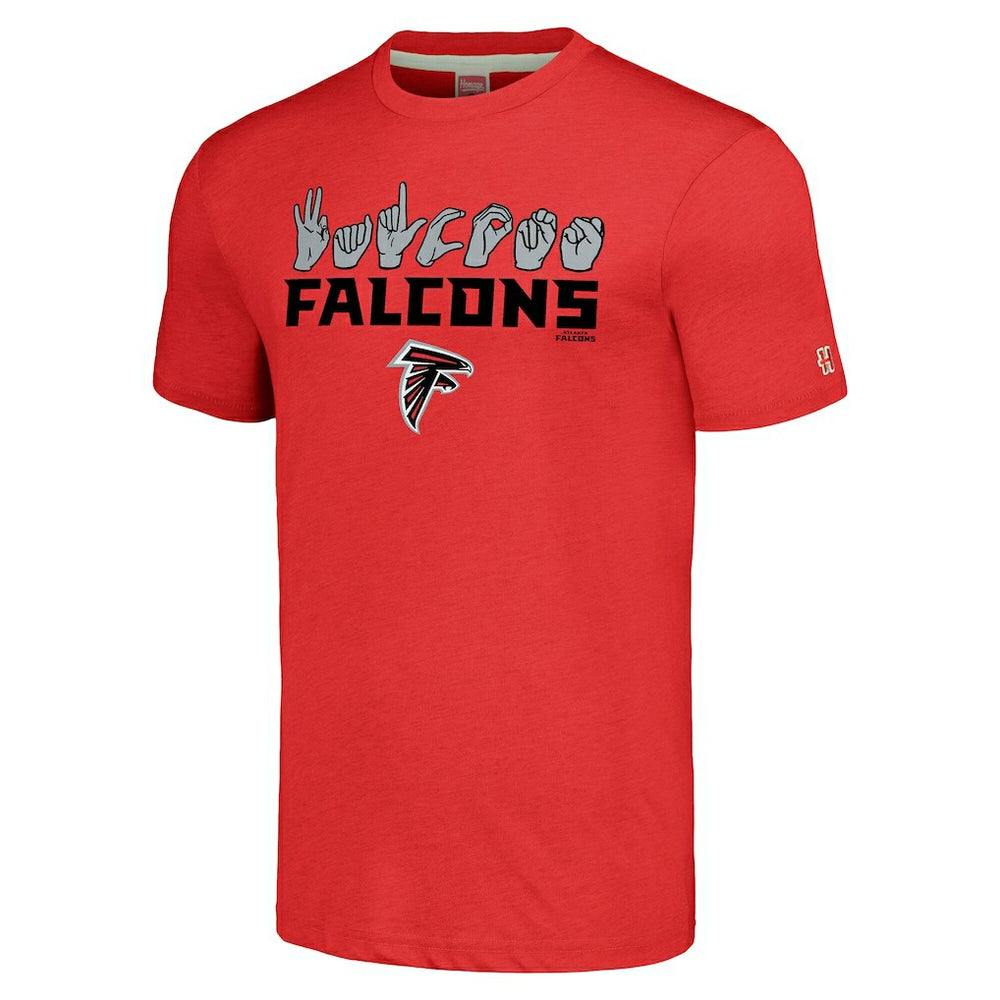 Atlanta Falcons Homage Unisex The NFL ASL Collection by Love Sign American Sign Language T-Shirt - Red T-shirts