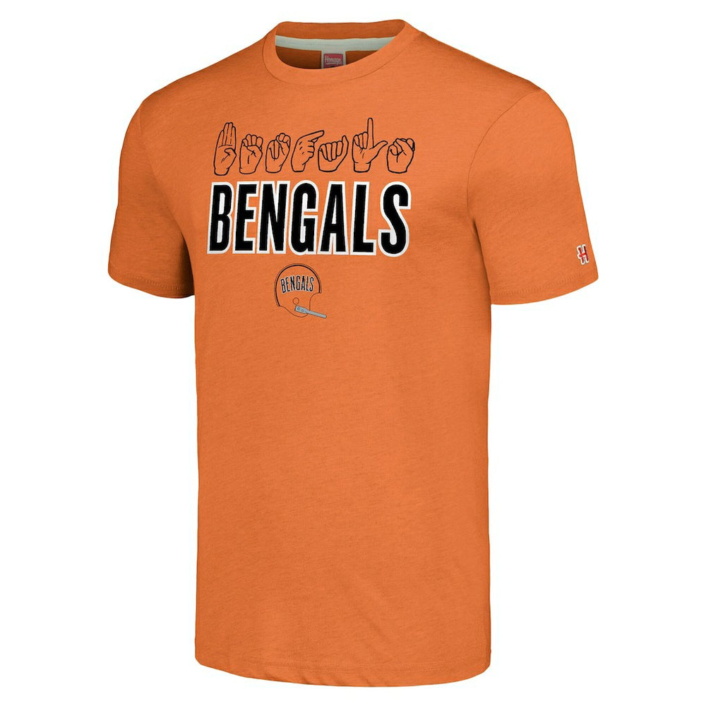 Cincinnati Bengals Homage Unisex The NFL ASL Collection by Love Sign American Sign Language T-Shirt - Orange T-shirts