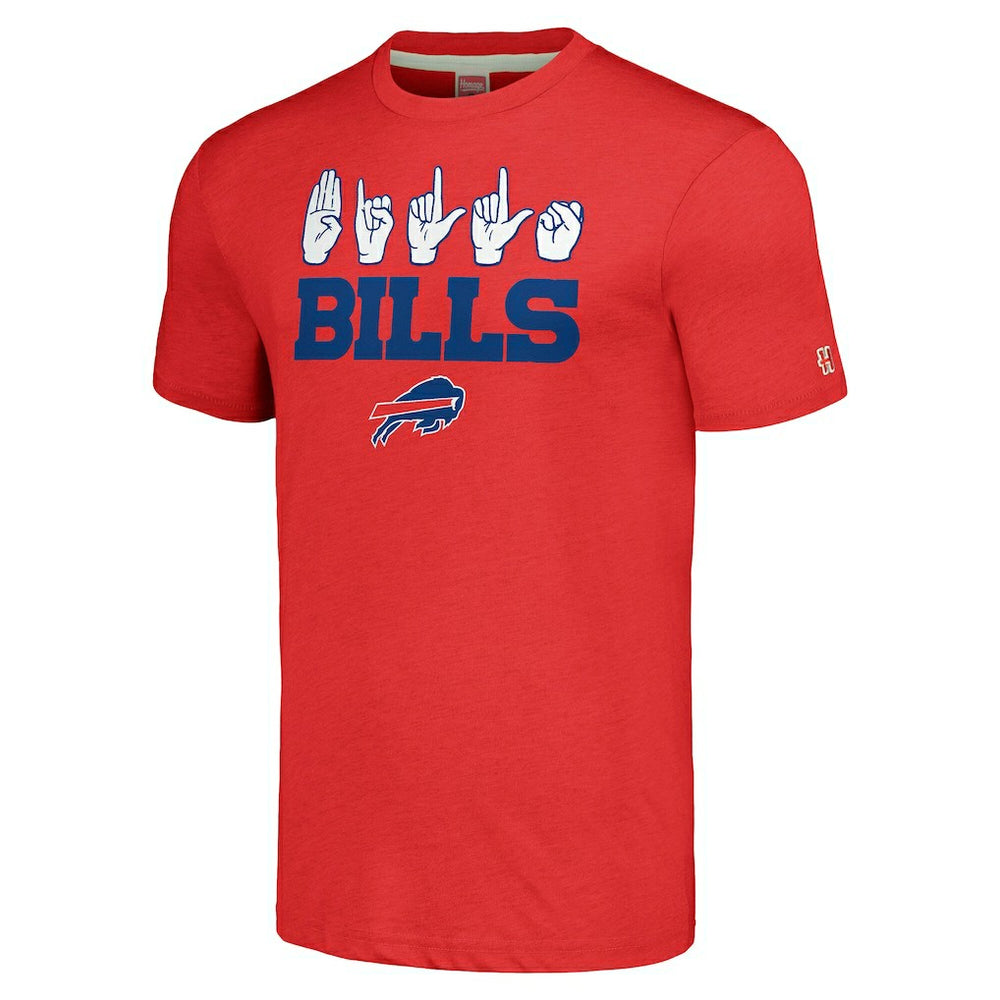 Buffalo Bills Homage Unisex The NFL ASL Collection by Love Sign American Sign Language T-Shirt - Red T-shirts