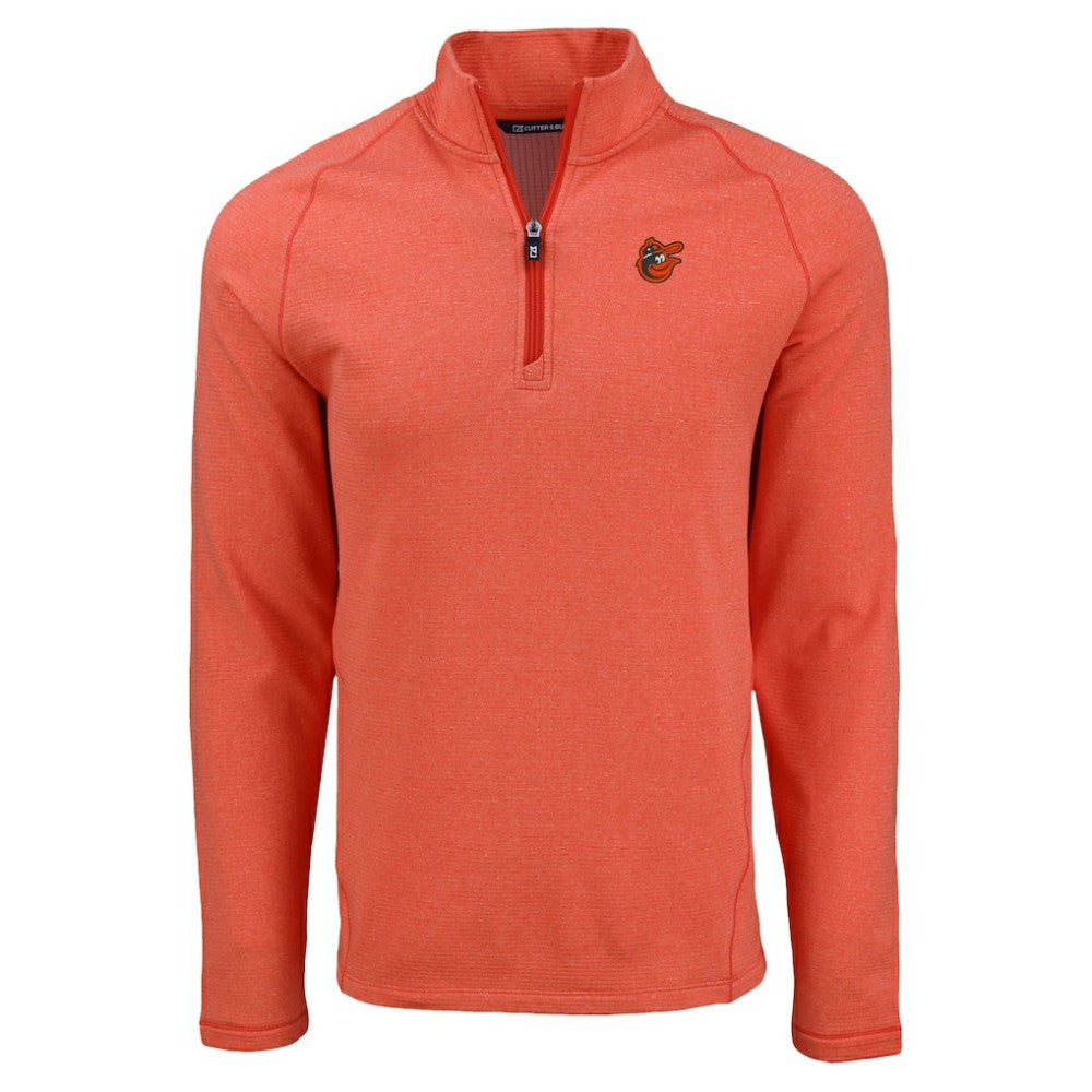 Baltimore Orioles Cutter & Buck Peshastin Eco Fleece Recycled Raglan Quarter-Zip Top - Heather Orange Tops