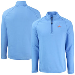 Atlanta Braves Cutter & Buck Peshastin Eco Fleece Recycled Raglan Quarter-Zip Top - Heather Light Blue Tops