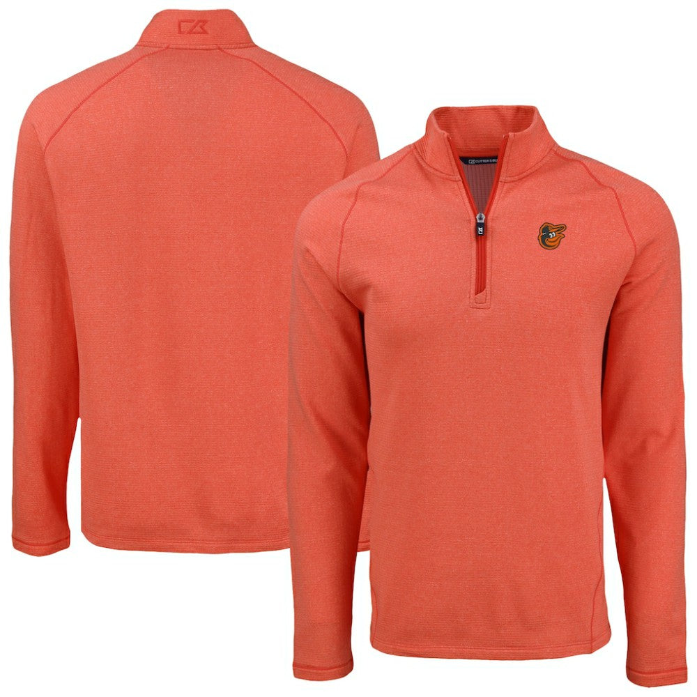 Baltimore Orioles Cutter & Buck Peshastin Eco Fleece Recycled Raglan Quarter-Zip Top - Heather Orange Tops