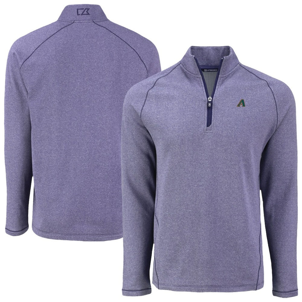 Arizona Diamondbacks Cutter & Buck Peshastin Eco Fleece Recycled Raglan Quarter-Zip Top - Heather Purple Tops