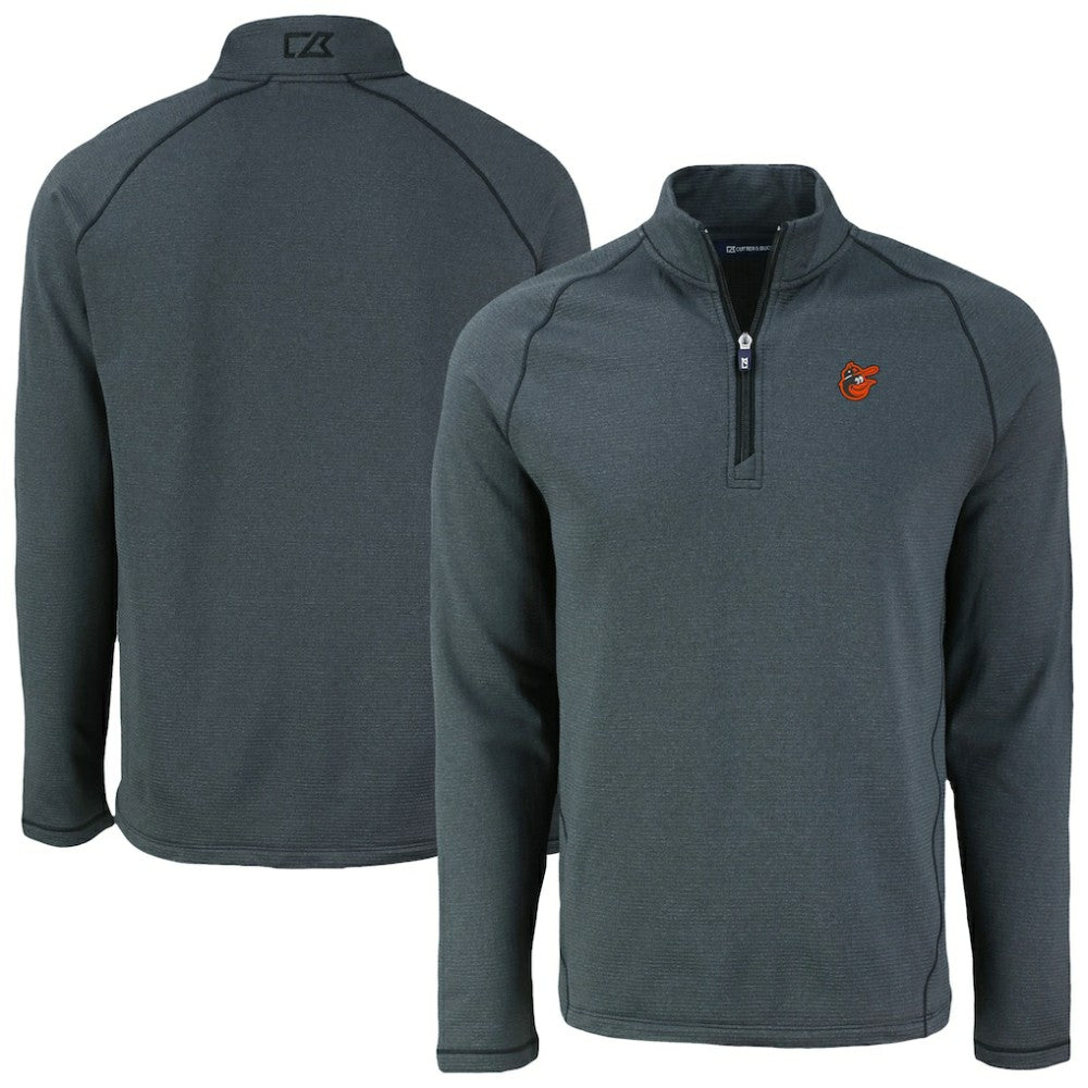 Baltimore Orioles Cutter & Buck Peshastin Eco Fleece Recycled Raglan Quarter-Zip Top - Heather Black Tops