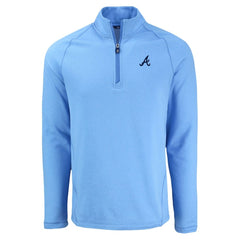 Atlanta Braves Cutter & Buck Peshastin Eco Fleece Recycled Raglan Quarter-Zip Top - Heather Light Blue Tops