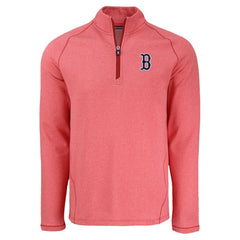 Boston Red Sox Cutter & Buck Peshastin Eco Fleece Recycled Raglan Quarter-Zip Top - Heather Red Tops