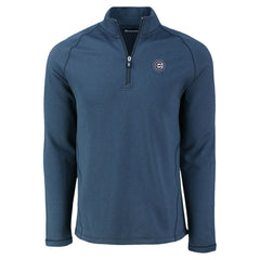 Chicago Cubs Cutter & Buck Peshastin Eco Fleece Recycled Raglan Quarter-Zip Top - Heather Navy Tops