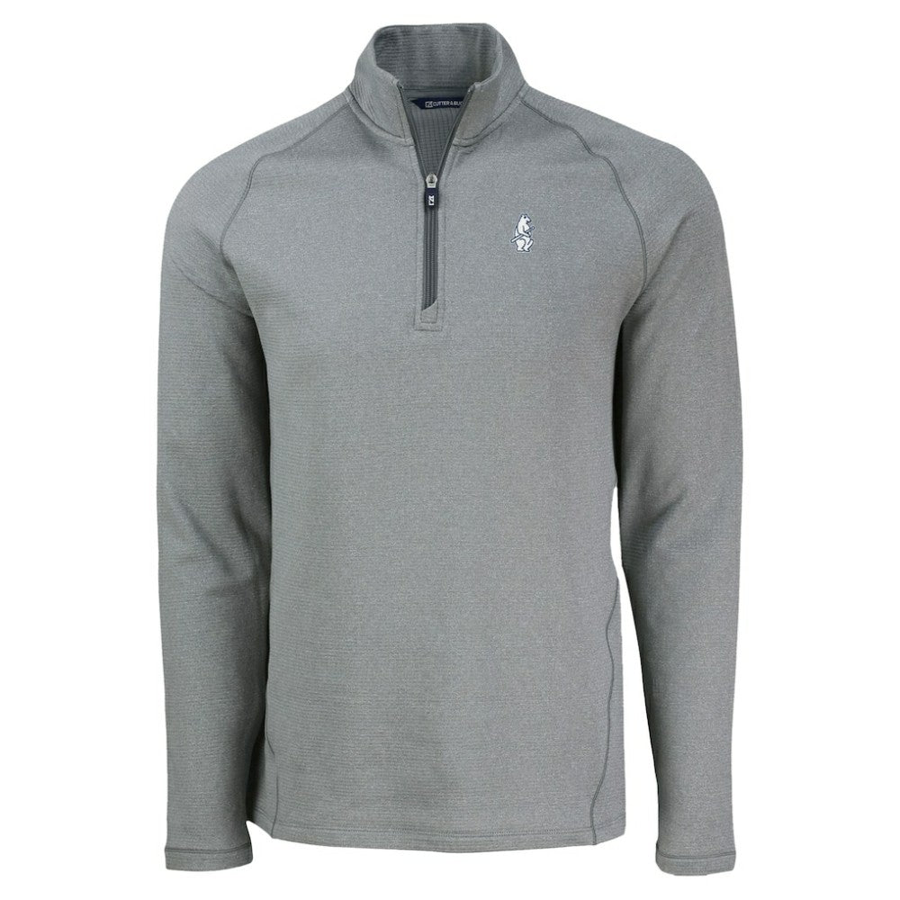 Chicago Cubs Cutter & Buck Peshastin Eco Fleece Recycled Raglan Quarter-Zip Top - Heather Gray Tops