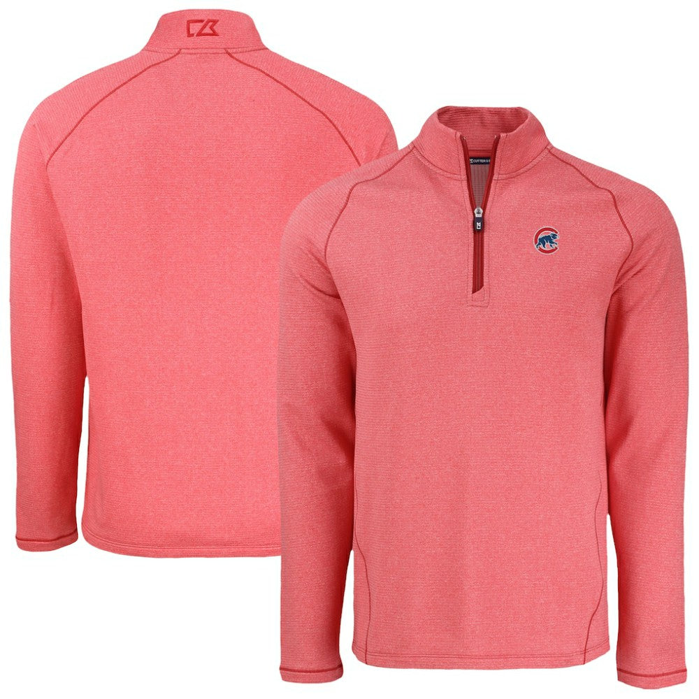 Chicago Cubs Cutter & Buck Peshastin Eco Fleece Recycled Raglan Quarter-Zip Top - Heather Red Tops