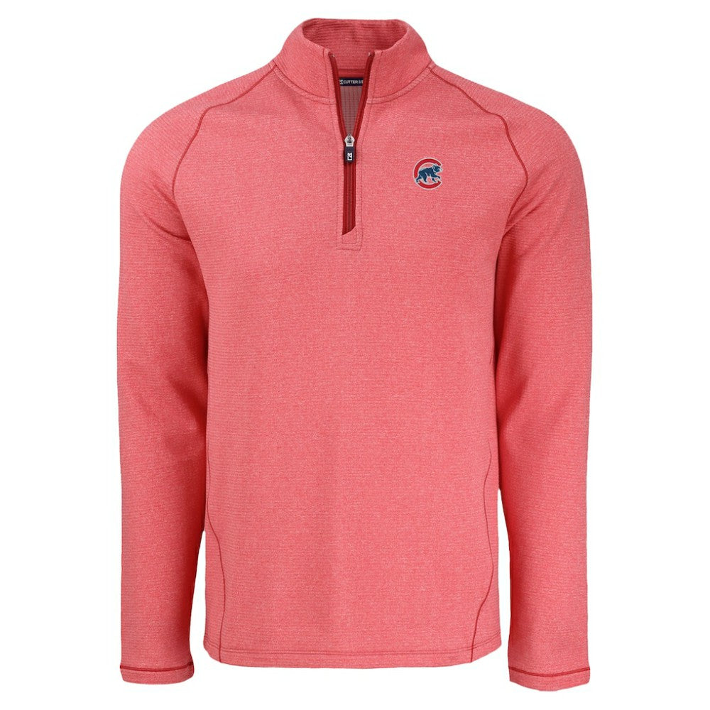 Chicago Cubs Cutter & Buck Peshastin Eco Fleece Recycled Raglan Quarter-Zip Top - Heather Red Tops
