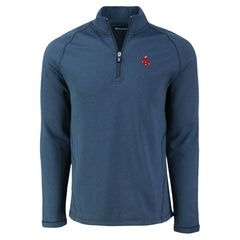Boston Red Sox Cutter & Buck Peshastin Eco Fleece Recycled Raglan Quarter-Zip Top - Heather Navy Tops