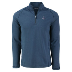 Boston Red Sox Cutter & Buck Peshastin Eco Fleece Recycled Raglan Quarter-Zip Top - Heather Navy Tops