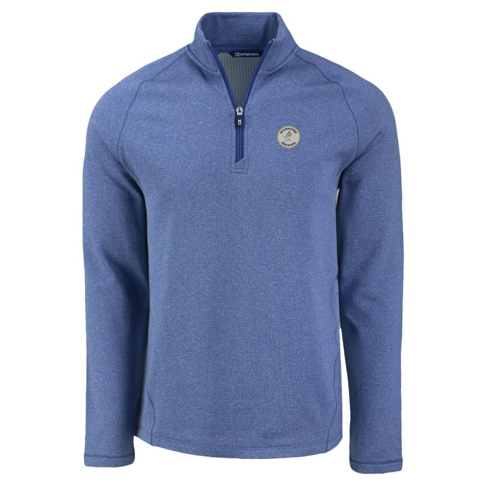 Milwaukee Brewers Cutter & Buck Peshastin Eco Fleece Recycled Raglan Quarter-Zip Top - Heather Royal Tops