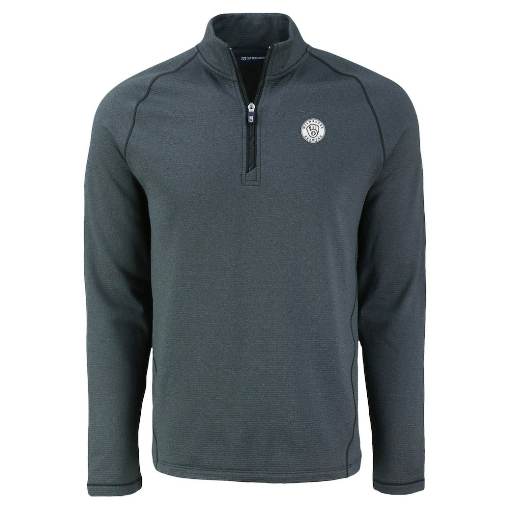 Milwaukee Brewers Cutter & Buck Peshastin Eco Fleece Recycled Raglan Quarter-Zip Top - Heather Black Tops