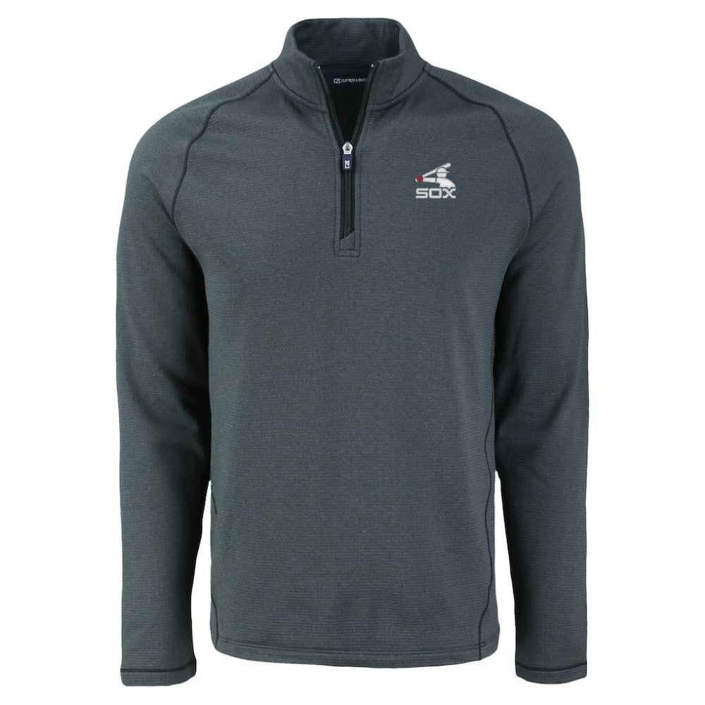 Chicago White Sox Cutter & Buck Peshastin Eco Fleece Recycled Raglan Quarter-Zip Top - Heather Black Tops