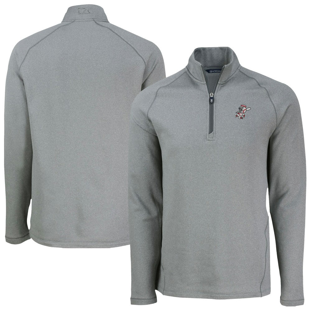 Cincinnati Reds Cutter & Buck Peshastin Eco Fleece Recycled Raglan Quarter-Zip Top - Heather Gray Tops