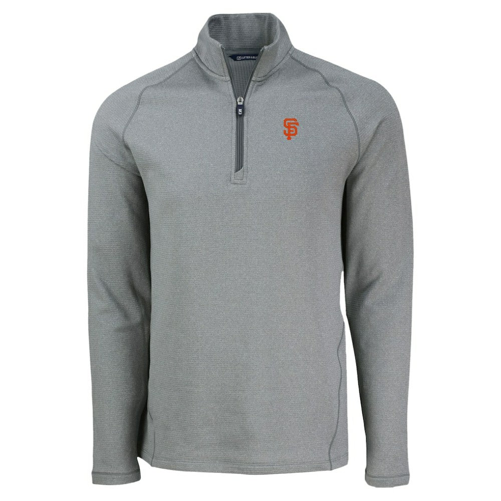 San Francisco Giants Cutter & Buck Peshastin Eco Fleece Recycled Raglan Quarter-Zip Top - Heather Gray Tops