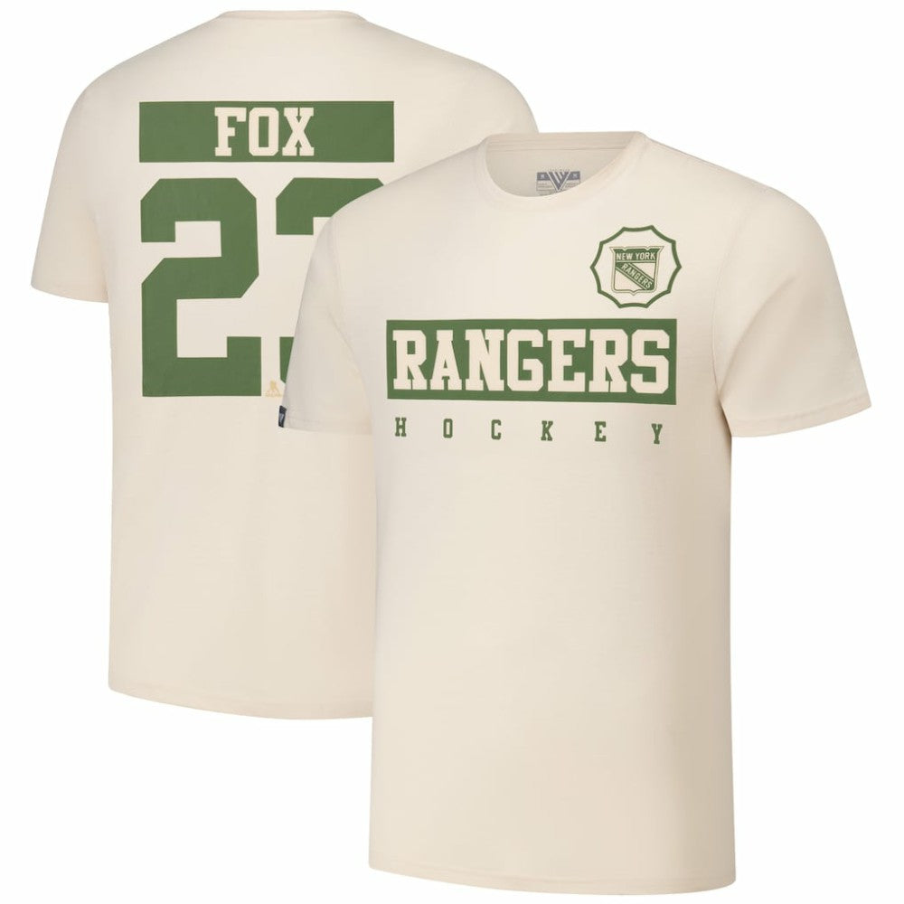 Adam Fox New York Rangers Levelwear 2024 NHL Military Appreciation Richmond Delta Player Name & Number T-Shirt - Khaki | US 202088258