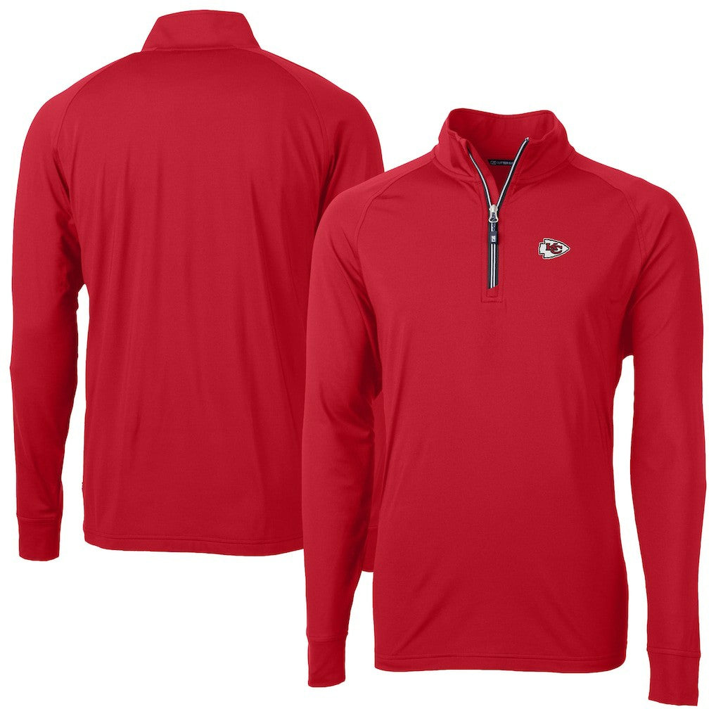 Kansas City Chiefs Cutter & Buck Adapt Eco DryTec Raglan Quarter-Zip Jacket - Red Jackets