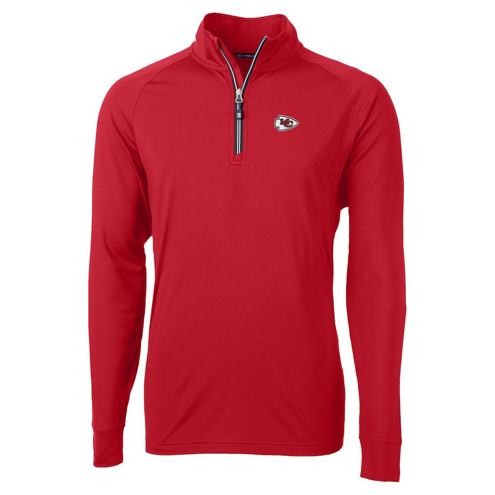 Kansas City Chiefs Cutter & Buck Adapt Eco DryTec Raglan Quarter-Zip Jacket - Red Jackets